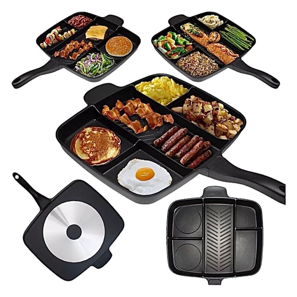 Matchcool 5-in-1 Square Baking Pan Nonstick Aluminum Divider Grill Fry Skillet - Picture 4 of 5